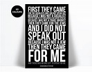 First They Came Then They Came for Me Art Print Martin Niemöller ...