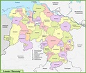 Administrative divisions map of Lower Saxony