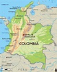 Detailed physical map of Colombia with major cities | Colombia | South ...
