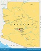 L'Arizona, Stati Uniti, Mappa Politica Illustrazione Vettoriale ...