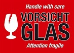 Achtung Warnung Attention Glass Etikett selbstklebend 74 x 105 mm