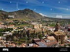 Fertile genil river valley at Loja Spain with Church of the Incarnation ...