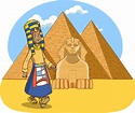 niño egipcio antiguo y vector de dibujos animados de pirámides 19015933 ...