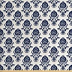 Damask Fabric by The Yard, Monochrome Traditional Leaves Ornaments ...