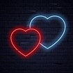 Coração de amor néon iluminado | Vetor Premium