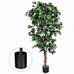 Costway 6 Ft Artificial Ficus Silk Tree Home Living Room Office Decor ...