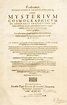 "MYSTERIUM COSMOGRAPHICUM". JOHANNES KEPLER. 1596. El título completo ...