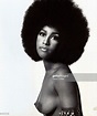 Close-up of actress-singer Marsha Hunt; nude, with Afro hairstyle ...