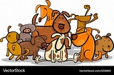 Cartoon group cute dogs Royalty Free Vector Image