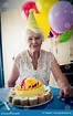 Senior Woman Celebrating Her Birthday Stock Image - Image of cake ...