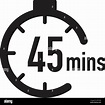 45 minutes timer, stopwatch or countdown icon. Time measure. Chronometr ...