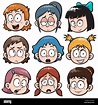 Ilustración vectorial de dibujos animados rostros de niñas Imagen ...