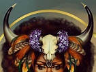 TAURUS Zodiac African American Art Black Woman Goddess | Etsy