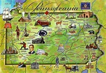 Detailed tourist illustrated map of Pennsylvania state | Pennsylvania ...