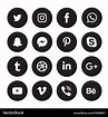 Black social media icons set Royalty Free Vector Image