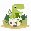 Baby tyrannosaurus in an egg shell. Cute green dinosaur in an egg ...