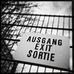 Exit sign, Germany stock photo