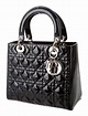 Black Cannage leather Christian Dior Medium Lady Dior bag with silver-tone… Dior Handbags, New ...