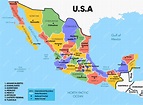 Mapa de méxico con nombres detallados de estados y ciudades | Vector ...