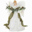 White Angel Tree Topper With Greenery Garland
