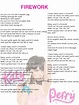 Katy Perry Firework Lyrics Sheet