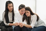 Three Women are Sad, Crying they`re Comforting Their Sad Friends. they ...