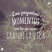 "Los pequeños momentos son los que hacen grande la vida" Estas frases ...
