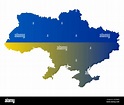 Ucrania mapa silueta con pendiente bandera nacional. Ilustración de ...