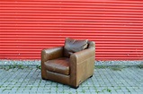 Vintage Italian Grizzly Brown Leather Club Chair from Giovanni SFORZA ...