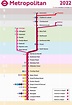 Map of the Metropolitan Line (pink line). Updated 2022.