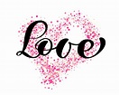 vector word love calligraphy lettering on the background of pink ...