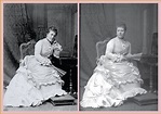ca. 1875 Princess Helena seated wearing bustle dress twin photos ...