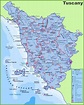 Large detailed travel map of Tuscany with cities and towns | Tuscany ...