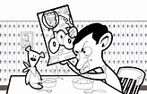 Mr.Bean Y Teddy Comiendo para colorear, imprimir e dibujar ...