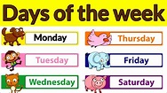 Days of the week | Sunday Monday Tuesday| Days of the week for kids ...