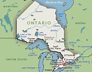 a map of ontario with the capital and major cities in canada on it's ...