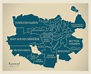 Mapa De Kassel Com Cidades E Formas Redondas Modernas Ilustração do ...