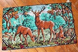 Deer Wall Hanging Tapestry Vintage French Hidaco by RedHenStudios