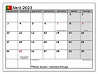 Calendário de abril de 2023 para imprimir “Portugal” - Michel Zbinden PT