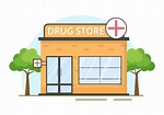 Drug Store Template Hand Drawn Cartoon Flat Illustration Shop for the ...