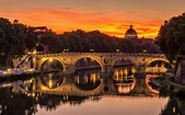 Sunset over Santangelo Bridge in Rome, Italy - Image Abyss