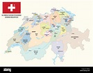 Politica e amministrativa di mappa vettoriale della Svizzera con ...