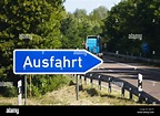 German autobahn exit sign, ausfahrt, Germany Europe Stock Photo - Alamy