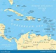 Mapa Político Das Caraíbas Foto de Stock - Imagem: 55469964
