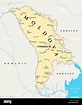 Republik Moldau politische Karte mit Hauptstadt Chisinau, Landesgrenzen ...