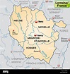 Lothringen in Frankreich als Umgebungskarte mit Grenzen in ...