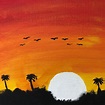 Mi amanecer pintado a mano lienzo pared arte - Etsy España