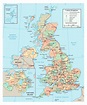 Grande mapa político y administrativo del Reino Unido con carreteras ...