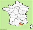 Sète location on the France map - Ontheworldmap.com
