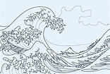 The Great Wave of Kanagawa coloring page 1218607 Vector Art at Vecteezy